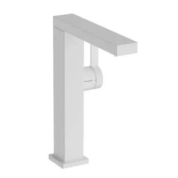 Смеситель для раковины Hansgrohe Tecturis E, с Push-Open сливом, CoolStart, EcoSmart, матовый белый, 73063700