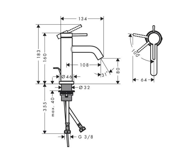 Hansgrohe Tecturis S vonios kriauklės maišytuvas su PopUp vožtuvu, matinė juoda, 73305670 NEW