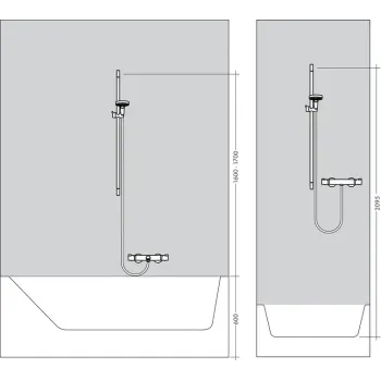 Dušas stienis Hansgrohe Raindance, ar dušas šļūteni, matēts niķelis, 28631820 NEW