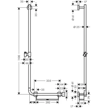 Dušas stienis Hansgrohe Unica, 110 cm, kreisais, balts/hroms, 26403400 NEW