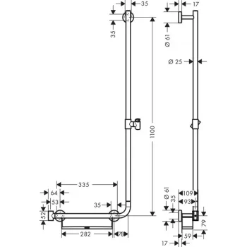 Dušas stienis Hansgrohe Unica, 110 cm, labais, balts/hroms, 26404400 NEW