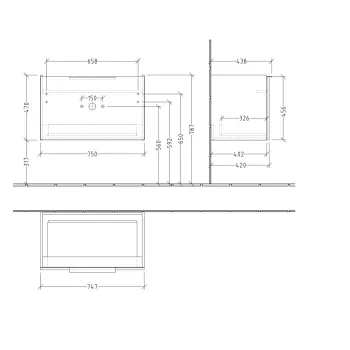 Vannas istabas skapītis Villeroy & Boch Architectura, ar izlietni CeramicPlus, 55x47x42 cm, 1 atvilktne ar SoftClose, Nordic Oak, 4A8760R1SVJ
