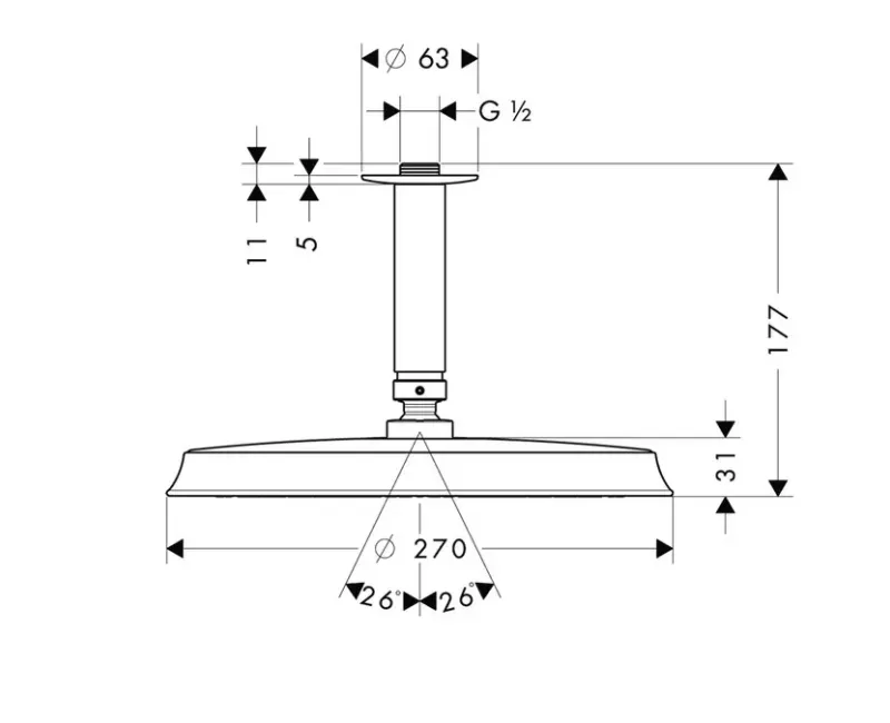 Dušas galva Hansgrohe Raindance Classic, hroms/zelta izskats, 27405090 NEW