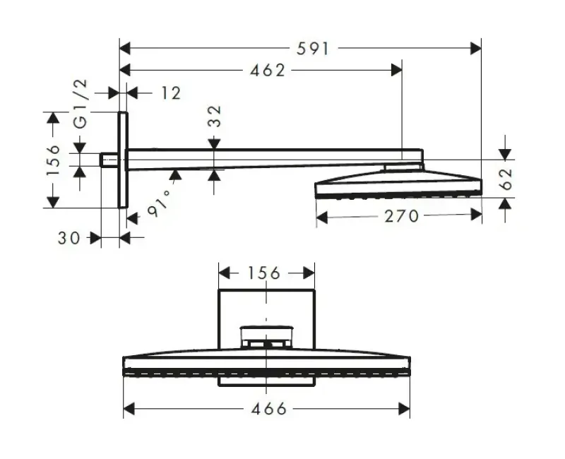 Dušas galva Hansgrohe Rainmaker Select 460, matēta melna/hroms, 24003600 NEW