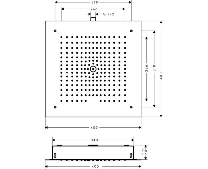 Душевая голова Hansgrohe Raindance E, 40x40 см, хром, 26252000