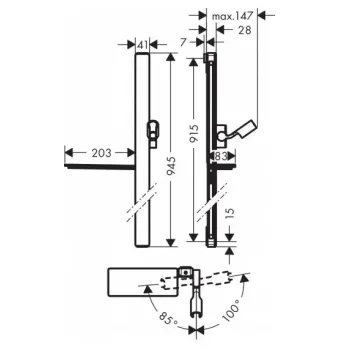 Dušas stienis Hansgrohe Unica'E, 90 cm, ar dušas šļūteni, hroms, 27640000 NEW
