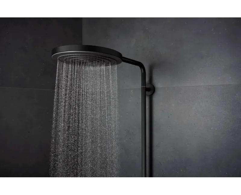 Dušas sistēma Hansgrohe Pulsify S Puro, ar termostatu, diametrs 26 cm, 3 režīmi, EcoSmart, matēta melna, 24237670 NEW
