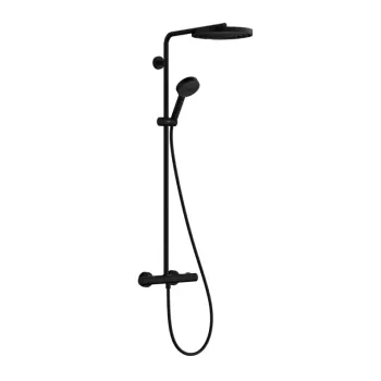 Dušas sistēma Hansgrohe Pulsify S Puro, ar termostatu, diametrs 26 cm, 3 režīmi, EcoSmart, matēta melna, 24237670 NEW