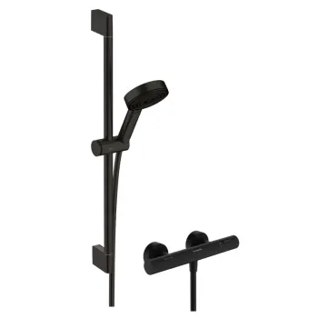 Душевая система Hansgrohe Pulsify Select S, с термостатом, 3 режима, матовая черная, 24262670