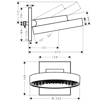 Dušas galva Hansgrohe Rainfinity, D25 cm, matēta bronza, 26226140 NEW