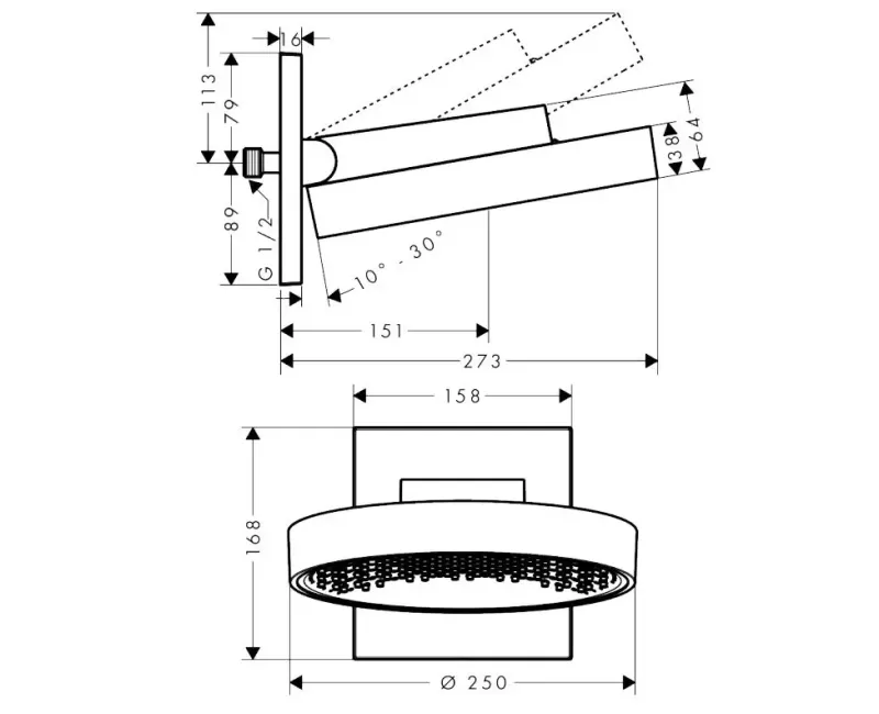 Dušas galva Hansgrohe Rainfinity, diametrs 25 cm, EcoSmart, matēta bronza, 26227140 NEW