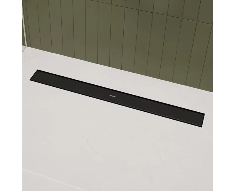 Dušas kanāls Hansgrohe RainDrain Go, 60 cm ar divpusēju resti, matēta melna, 56271670 NEW