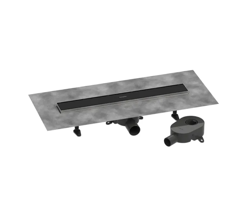Dušas kanāls Hansgrohe RainDrain Go, 60 cm ar divpusēju resti, matēta melna, 56271670 NEW