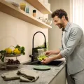 Virtuves izlietnes maisītājs Hansgrohe Talis Select M54 PowderSpray, ar elastīgu izteku un izvelkamu uzgali, EcoSmart, matēta melna hroms, 72861340 NEW