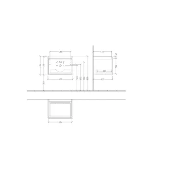 Vannas istabas skapītis Villeroy & Boch Skyla, (bez izlietnes), ar SoftClose, 57.2x43.6x43.9 cm, 1 atvilktne, Brilliant White, C78400VE