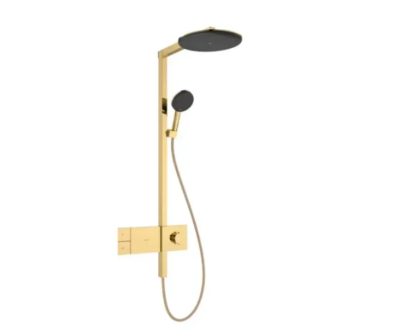 Dušas Sistēma Hansgrohe Raindance Alive S, ar termostatu, diametrs 30 cm, 3 režīmi, EcoSmart, pulēts zelts, 24583990 NEW