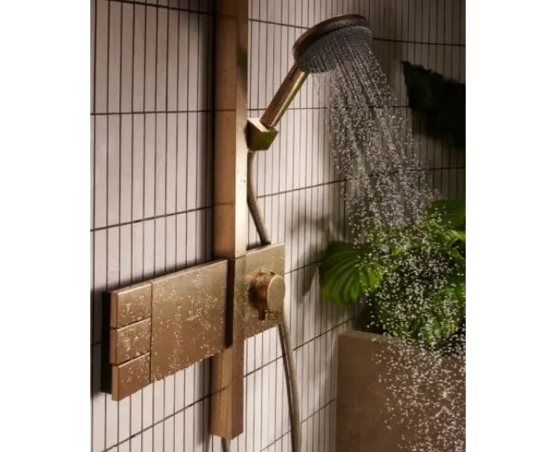Душевая система Hansgrohe Raindance Alive Q, с термостатом, 21x34 см, 3 режима, матовая бронза, 24590140