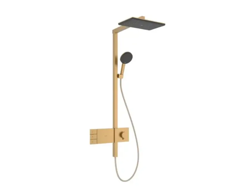 Душевая система Hansgrohe Raindance Alive Q, с термостатом, 21x34 см, 3 режима, матовая бронза, 24590140