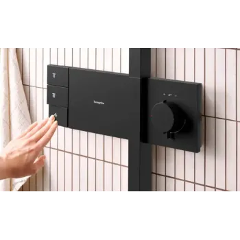 Dušas Sistēma Hansgrohe Raindance Alive Q, ar termostatu, 21x34 cm, 3 režīmi, matēta melna, 24590670 NEW