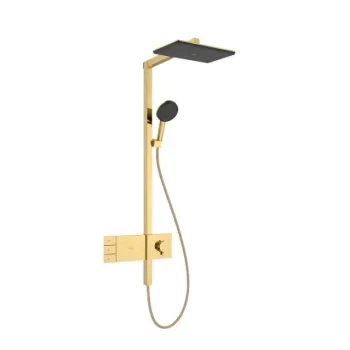 Dušas Sistēma Hansgrohe Raindance Alive Q, ar termostatu, 21x34 cm, 3 režīmi, pulēts zelts, 24590990 NEW