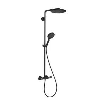 Dušas Sistēma Hansgrohe Raindance S, ar termostatu, diametrs 24 cm, 3 režīmi, EcoSmart, matēta melna, 28823670 NEW