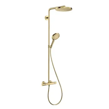 Dušas Sistēma Hansgrohe Raindance S, ar termostatu, diametrs 24 cm, 3 režīmi, EcoSmart+, pulēts zelts, 28825990 NEW