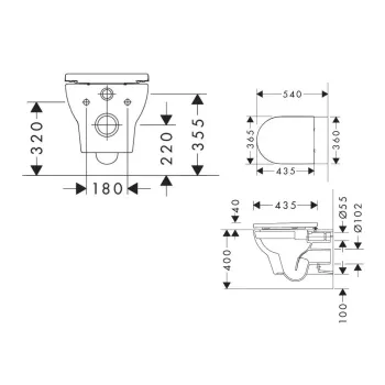 Подвесной унитаз Hansgrohe GladeLake S с сиденьем, AquaChannel Flush, безободковый, EcoSmart, белый, 60201450