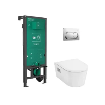 Iebūvējams tualetes pods Hansgrohe EluPura Original S, EluPura Original S un SoftClose sēdeklis, iFrame Original S Poga iebūvējamajam rāmim, hroms, 60302000 NEW