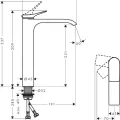 Vannas istabas izlietnes maisītājs Hansgrohe Vivenis, Paaugstināts EcoSmart, CoolStart, matēta melna hroms, 75045340 NEW