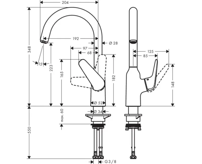 Virtuvinis kranas Hansgrohe Focus M42, nerūdijantis plienas, 71802800 NEW