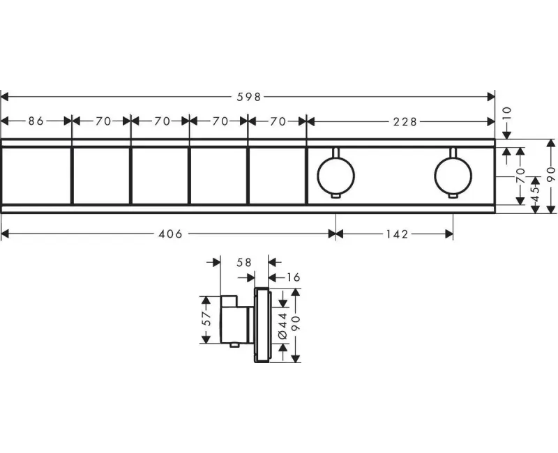 Vannas / Dušas maisītājs Hansgrohe RainSelect, iebūvējams, matēta melna, 15382670 NEW