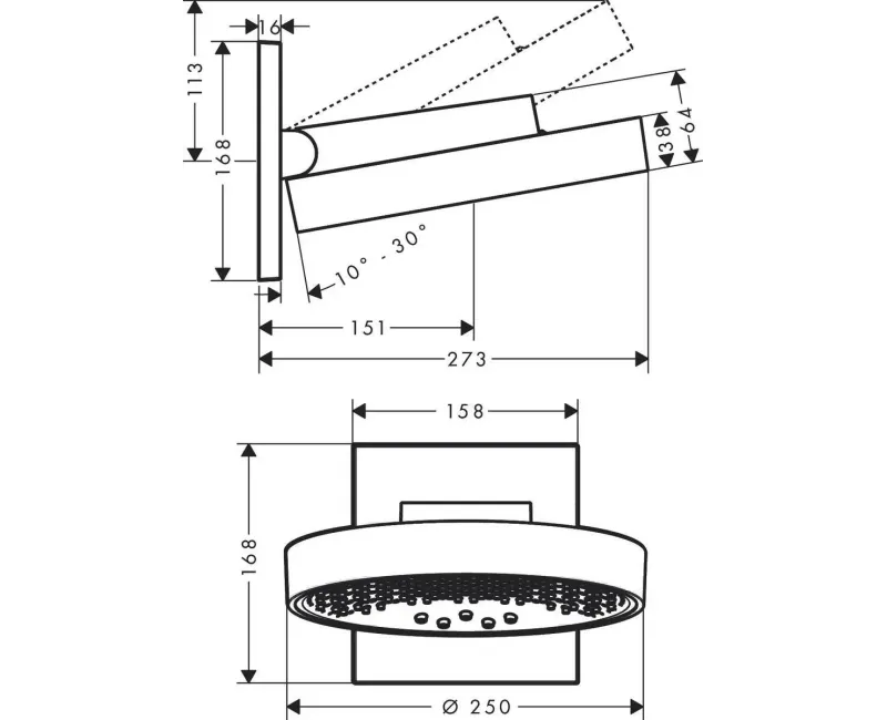 Dušas galva Hansgrohe Rainfinity, diametrs 25 cm, 3 režīmi, EcoSmart, matēta balta, 26233700 NEW