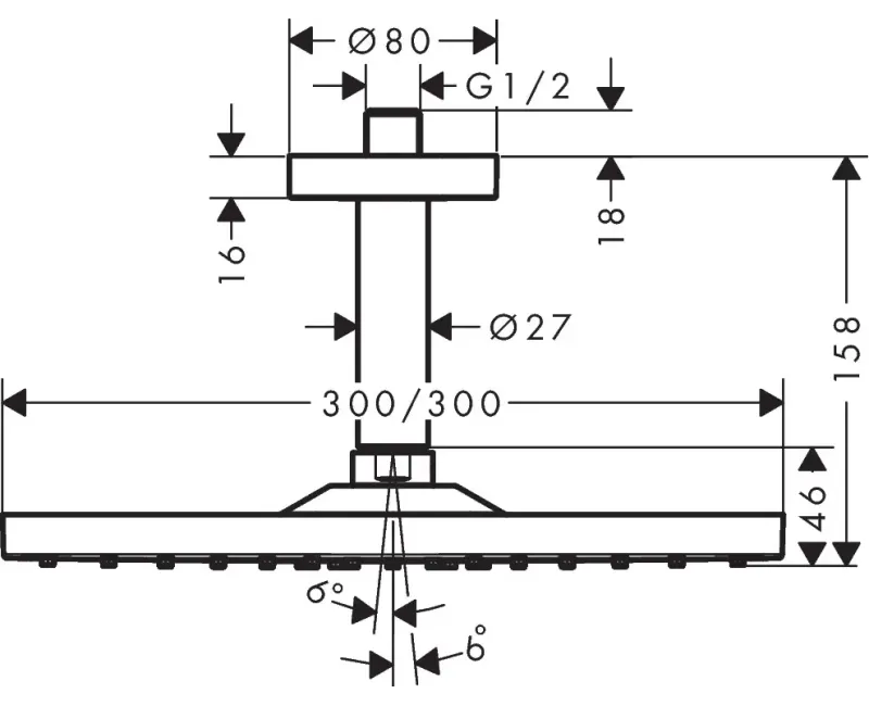 Dušas galva Hansgrohe Raindance E, 300 Air, matēta melna hroms, 26250340 NEW