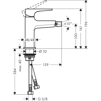 Bidē maisītājs Hansgrohe Metropol, ar Push-Open izplūdi, matēta melna, 32520670 NEW