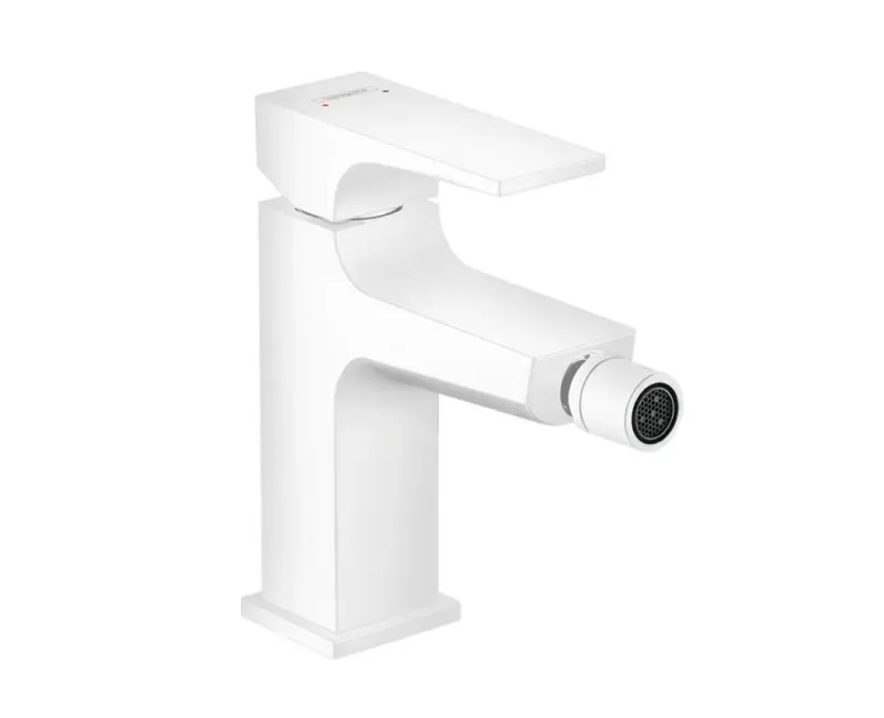 Смеситель для биде Hansgrohe Metropol, с Push-Open сливом, матовый белый, 32520700