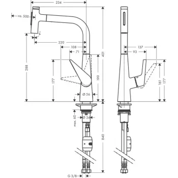 Virtuves Izlietnes Maisītājs Hansgrohe Talis Select M51, izvelkams uzgalis, hroms, 72823000 NEW