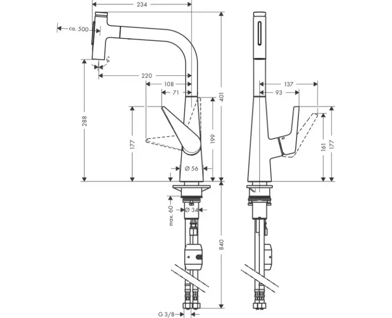 Virtuves izlietnes maisītājs Hansgrohe Talis Select M51, izvelkams uzgalis, nerūsējošais tērauds, 72823800 NEW