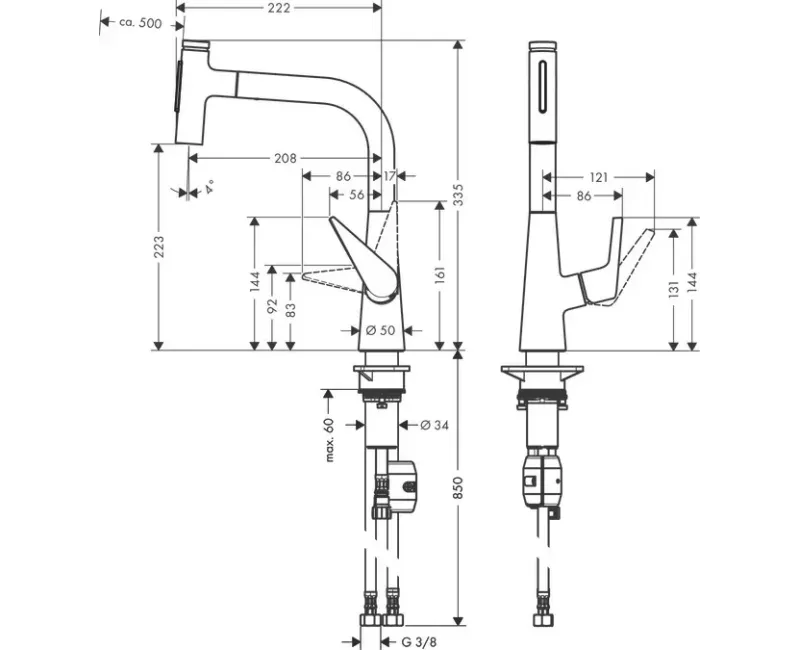 Virtuves izlietnes maisītājs Hansgrohe Talis Select M51, ar izvelkamu uzgali, nerūsējošā tērauda apdare, 72824800 NEW