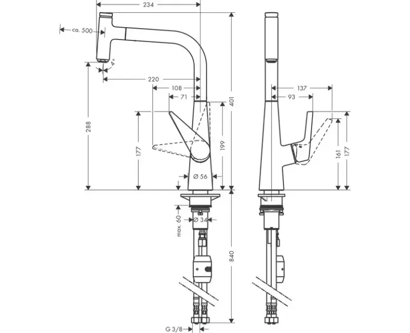 Virtuves izlietnes maisītājs Hansgrohe Talis Select M51, izvelkams uzgalis, EcoSmart, hroms, 72826000 NEW