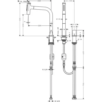 Virtuves Izlietnes Maisītājs Hansgrohe Metris M71, izvelkams uzgalis, nerūsējošais tērauds, 73819800 NEW