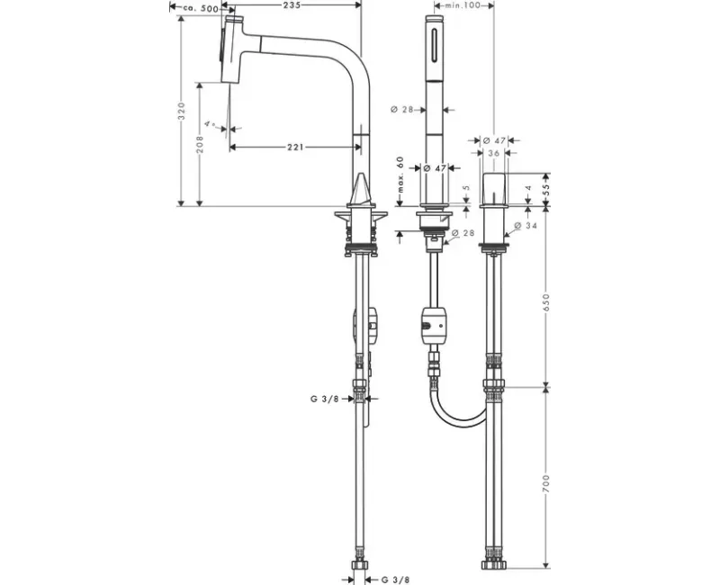 Virtuves maisītājs Hansgrohe M71, izvelkams uzgalis, nerūsējošais tērauds, 73819800 NEW