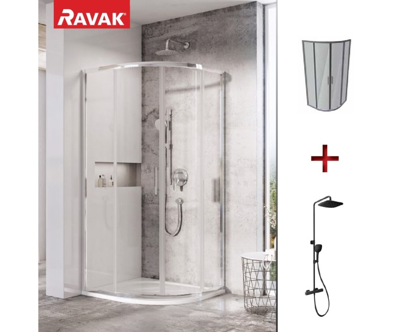 RAVAK Blix Pusapaļā dušas kabīne BLSCP4 90x90cm, spīdīgs