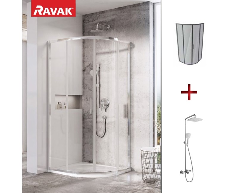 RAVAK Blix Pusapaļā dušas kabīne BLSCP4 90x90cm, spīdīgs