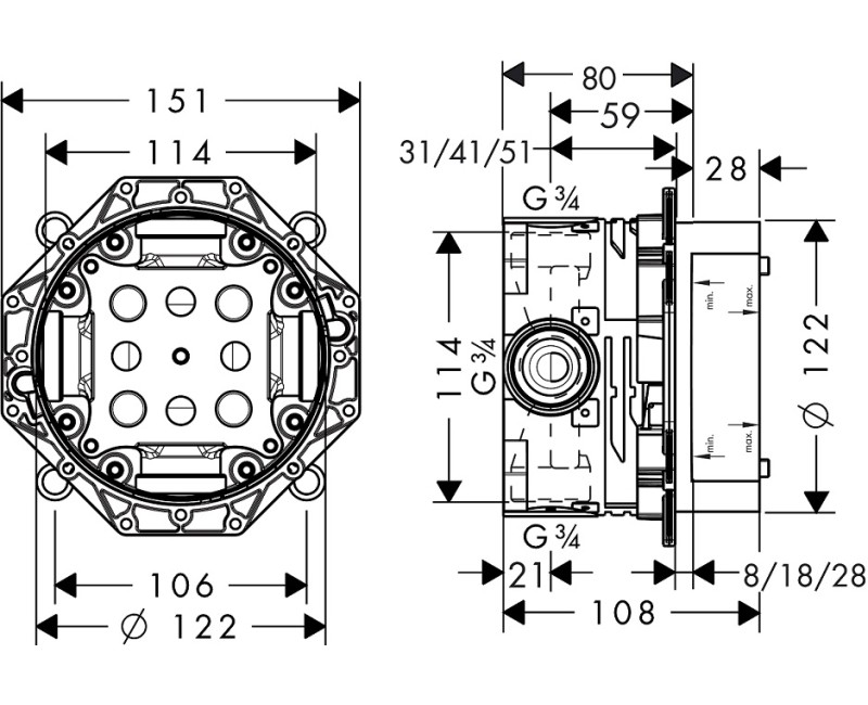 Hansgrohe Zemapmetuma daļa iBox universal 01800180