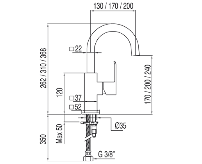 Vonios kriauklės maišytuvas CUADRO-TRES, chromas 106605