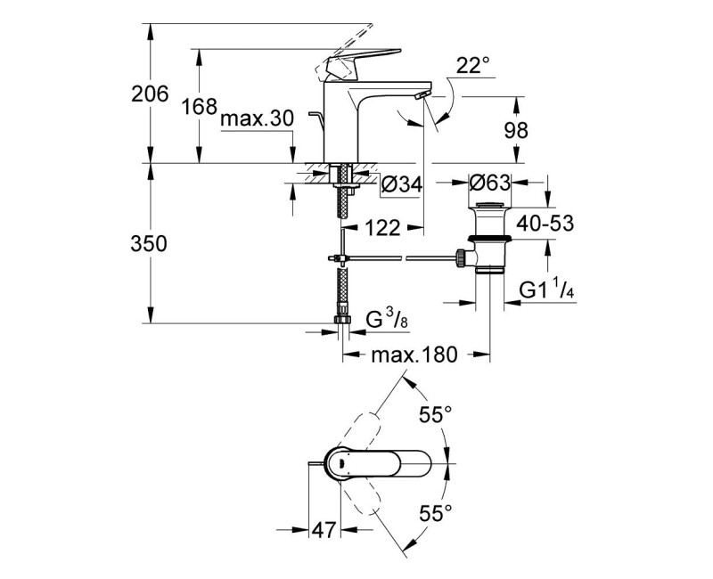 Grohe Eurosmart Cosmo Izlietnes jaucējkrāns, 23325 000