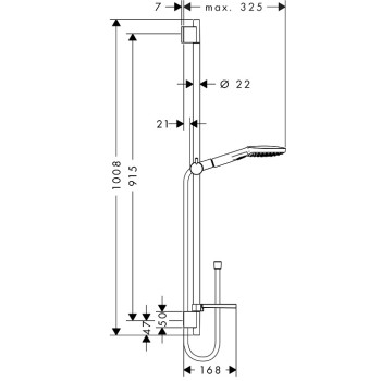 Dušo komplektas Hansgrohe Raindance Select E120 3jet Unica'S Puro, 900 mm, baltas/chromas