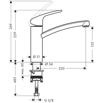Смеситель для кухонной мойки Hansgrohe Focus M41 160 1jet, оптика из нержавеющей стали
