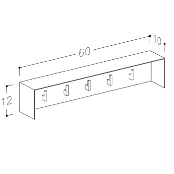 KAME Вешалка для ванной комнаты 40см, 5 крючков AC1702-40/W/WH