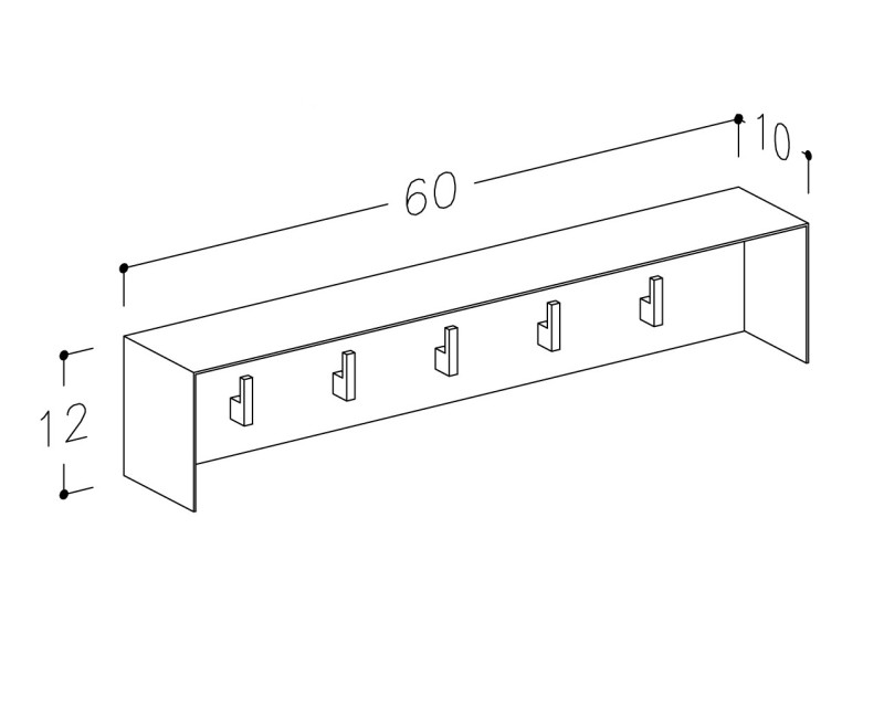 KAME Вешалка для ванной комнаты 40см, 5 крючков AC1702-40/W/WH